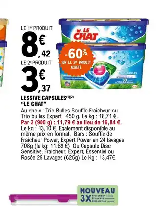 E.Leclerc LESSIVE CAPSULES LE CHAT offre