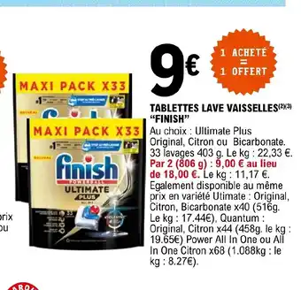 E.Leclerc TABLETTES LAVE VAISSELLES FINISH" offre