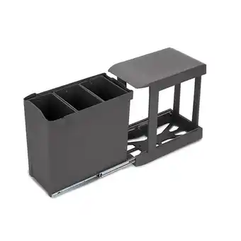 Bricomarché Emuca poubelles de recyclage pour la cuisine, 3 x 10l, fixation inférieure et extraction automatique, acier et plastique, gri offre
