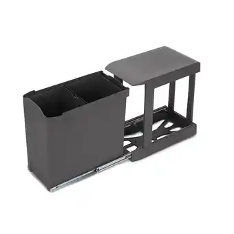 Bricomarché Emuca poubelles de recyclage pour la cuisine, 2 x 14l, fixation inférieure et extraction automatique, acier et plastique, gri offre
