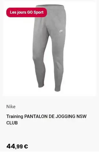 Go Sport Training Pantalon De Jogging Nsw Club Nike offre
