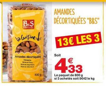 Grand Frais Amandes Décortiquées "b&s" offre