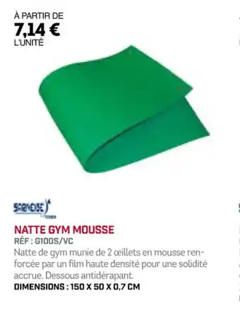 Sport 2000 NATTE GYM MOUSSE offre