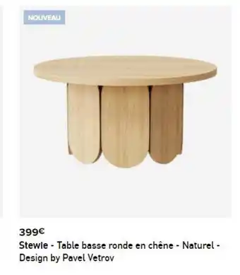 Habitat Stewie - Table Basse Ronde En Chêne - Naturel - Design By Pavel Vetrov offre