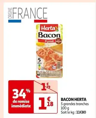 Auchan Supermarché Herta bacon offre