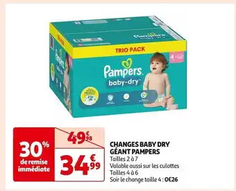 Auchan Supermarché Pampers changes baby dry géant offre