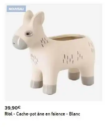Habitat Riol - Cache-pot âne En Faïence - Blanc offre