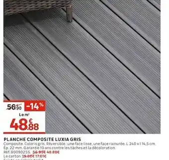 Leroy Merlin Planche Composite Luxia Gris offre
