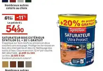 Saturateur Bois Extérieur Syntilor 5 L + 20% Gratuit