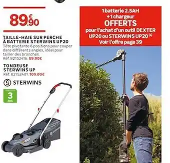 Leroy Merlin Taille-haie Sur Perche à Batterie Sterwins Up20, Tondeuse Sterwins Up offre