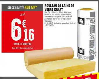 ROULEAU DE LAINE DE VERRE KRAFT