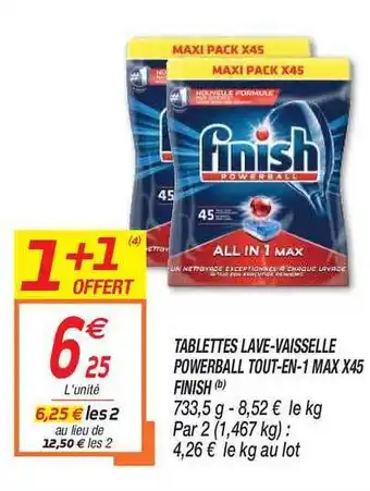 Netto Tablettes Lave-vaisselle Powerball Tout-en-1 Max X45 Finish offre