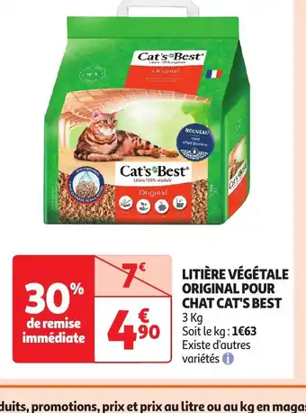 Auchan Supermarché LITIÈRE VÉGÉTALE ORIGINAL POUR CHAT CAT'S BEST offre