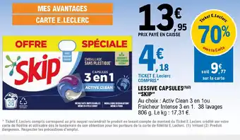 E.Leclerc LESSIVE CAPSULES SKIP offre
