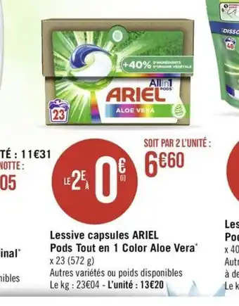 Géant Casino Lessive capsules ARIEL Pods Tout en 1 Color Aloe Vera offre