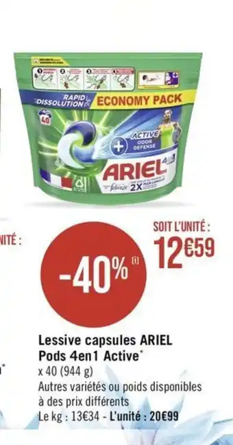 Géant Casino Lessive capsules ARIEL Pods Tout en 1 Color Aloe Vera offre