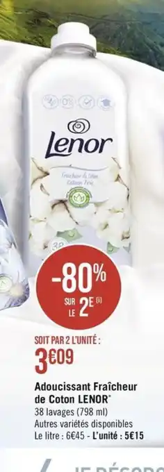 Géant Casino Adoucissant Fraîcheur de Coton LENOR offre