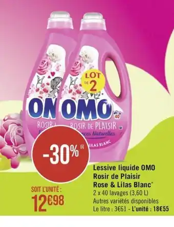 Géant Casino Lessive liquide OMO Rosir de Plaisir Rose & Lilas Blanc offre