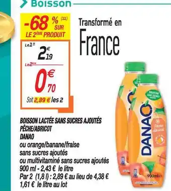 Netto Boisson Lactée Sans Sucres Ajoutés Pêche-abricot Danao offre