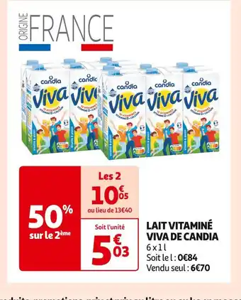 Auchan Supermarché Candia lait vitaminé viva offre