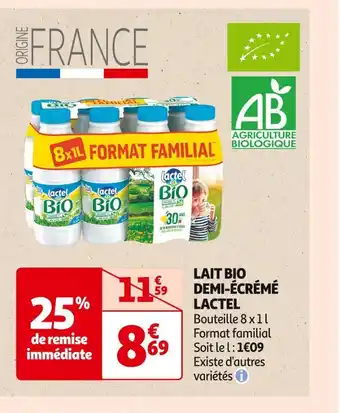 Auchan Supermarché Lactel lait bio demi-écrémé offre