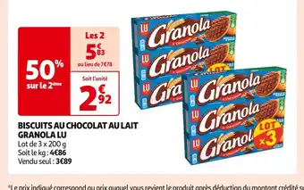 Lu biscuits au chocolat au lait granola