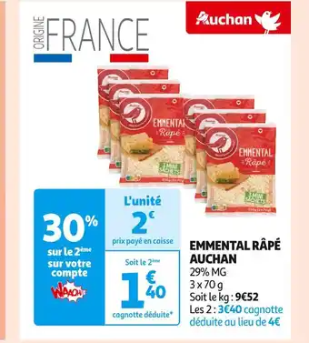 Auchan Supermarché Auchan emmental râpé offre
