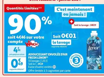 Auchan Supermarché Lenor adoucissant envolée d'air fresh (1) offre
