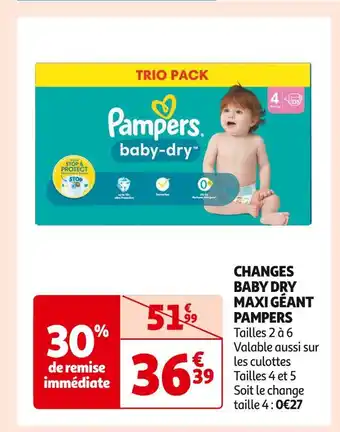 Auchan Supermarché Pampers changes baby dry maxi géant offre
