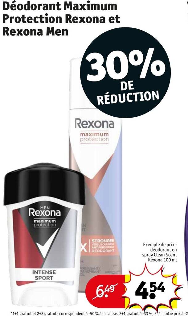 Promo Déodorant Maximum Protection Rexona et Rexona Men chez Kruidvat