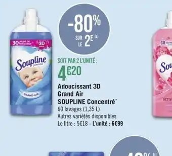 Géant Casino Adoucissant 3D Grand Air SOUPLINE Concentré offre