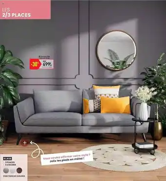 Conforama Canapé Fixe 3 Places Klass offre