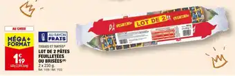 ALDI Toques et tartes lot de 2 pâtes feuilletées ou brisées offre