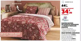 Super U U maison parure housse de couette 240x220cm + 2 taies d'oreiller 63x63cm offre