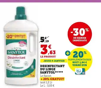 Super U Sanytol desinfectant du linge offre