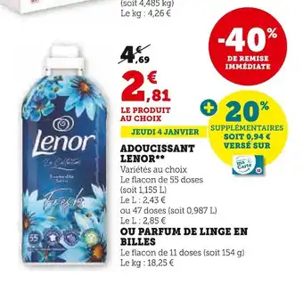 Super U Lenor adoucissant offre
