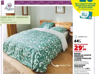 Super U U maison parure housse de couette 240x220cm + 2 taies d'oreiller 63x63cm offre
