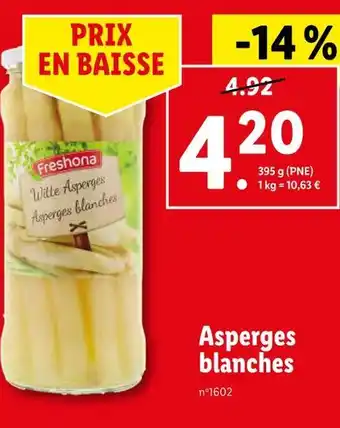 Lidl Freshona asperges blanches offre