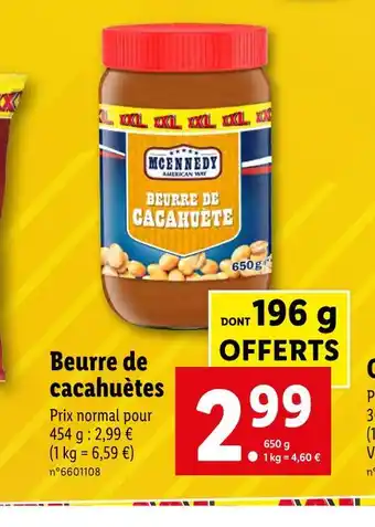 Lidl Mcennedy beurre de cacahuètes offre