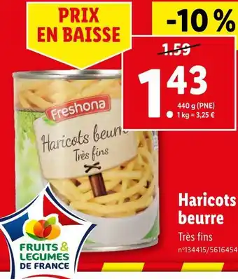 Lidl Freshona haricots beurre offre