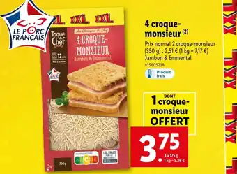 Lidl Toque du chef 4 croque-monsieur offre