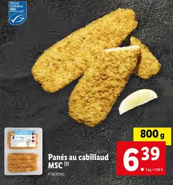 Lidl Panés au cabillaud msc offre