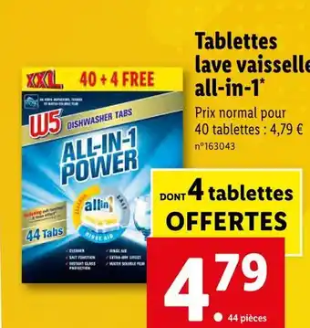 Lidl W5 tablettes lave vaisselle all-in-1 offre