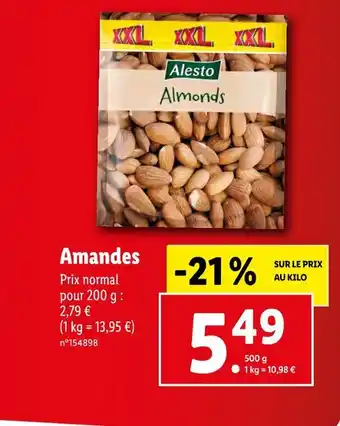 Lidl Alesto amandes offre