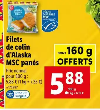 Lidl Msc filets de colin d’alaska msc panés offre