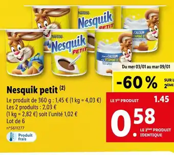 Lidl Nestlé nesquik petit offre