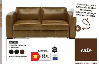 Conforama Canapé Fixe 3 Places Havane offre