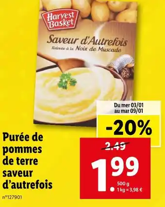Lidl Purée de pommes de terre saveur d’autrefois offre