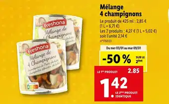 Lidl Freshona mélange 4 champignons offre