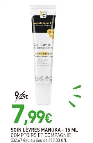 naturéO Comptoirs et compagnie soin lèvres manuka offre